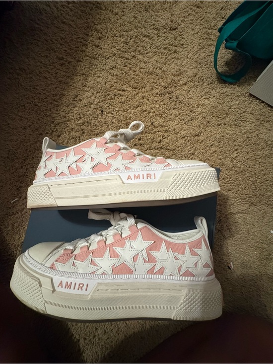AMIRI Shoes - AMIRI Pink and White Star-Embellished Low Top Sneakers